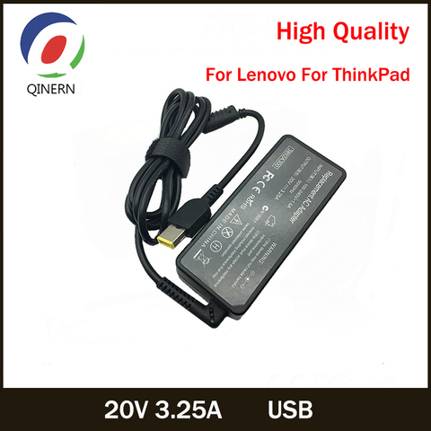 Chargeur USB 20V, 3,25 a, 65W, pour ordinateur portable Lenovo Thinkpad X301S, X230S, G500, G405, X1, carbone E431, E531, T440s, Yoga 13 ► Photo 1/5