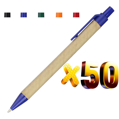 Lot de 50pcs stylo à bille en papier écologique à encre noire, Concept vert, Logo personnalisé, cadeau, cadeau ► Photo 1/6