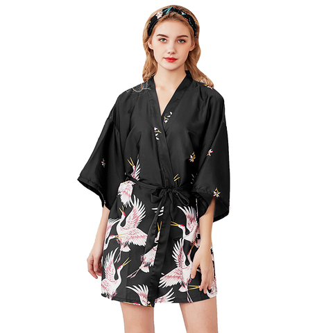 Robe de mariée en Satin de soie pour femmes, Kimono de demoiselle d'honneur, grande taille, Peignoir Sexy ► Photo 1/6
