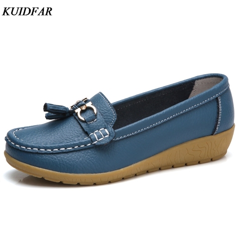 KUIDFAR 2022 été en cuir véritable femmes chaussures décontractées 2022 mode respirant sans lacet pois Massage chaussures plates ► Photo 1/6