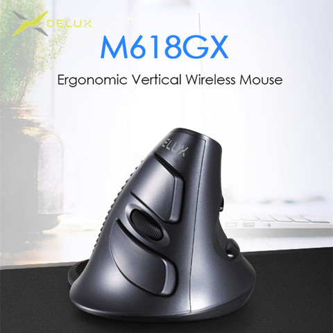 Delux M618 GX souris sans fil verticale ergonomique 6 boutons 1600DPI souris optique avec pour ordinateur portable ► Photo 1/6