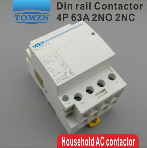 TOCT1 4P 63A 2NC 2NO 220V bobine 400V ~ 50/60HZ Din rail ménage ac contacteur modulaire ► Photo 1/6