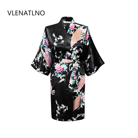 Peignoir Longue en Satin pour femmes, Kimono en soie, peignoir Sexy, croissance, demoiselle d'honneur, été, 2015 ► Photo 1/6