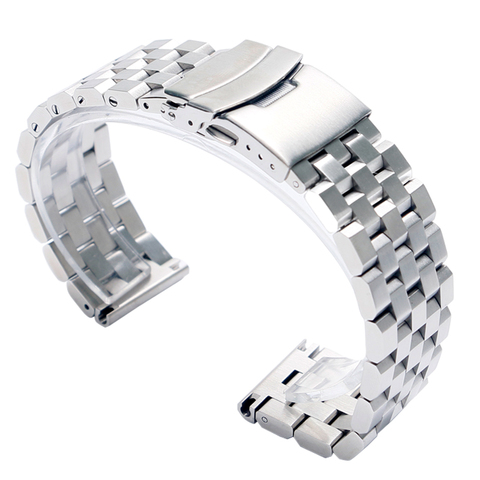 Luxe 22/20mm argent/noir solide lien acier inoxydable Bracelet de montre fermoir pliant avec montres de sécurité Bracelet Bracelet remplacement ► Photo 1/6