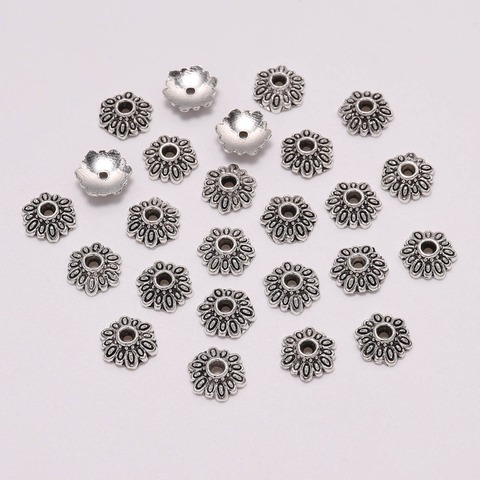 50 pièces/lot 8mm 12 pétales perles de fleurs rondes casquettes fin réceptacle fleur Torus espacé à part des bouchons de perles pour la fabrication de bijoux bricolage ► Photo 1/4