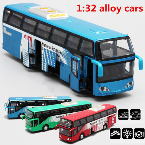 1:32 modèles de voiture en alliage, bus de ville haute simulation, diecasts en métal, véhicules jouets, tirer vers l'arrière et clignotant et musical, livraison gratuite ► Photo 1/6