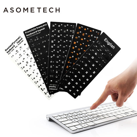 YCSticker-autocollant de clavier en PVC pour ordinateur portable, autocollant pour clavier espagnol, anglais, russe et français, 10 à 17 pouces ► Photo 1/6