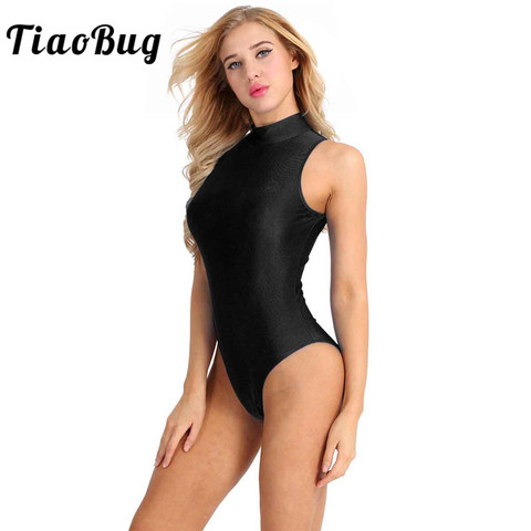 TiaoBug-maillot de bain pour femmes, extensible, sans manches, couleur unie, Ballet, justaucorps, gymnastique pour adultes ► Photo 1/6