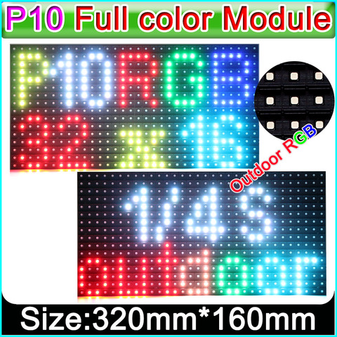 Module de panneau d'affichage P10 LED, Pixel LED du panneau 32x16 de signe de rvb P10, panneau LED de grand écran 320x160mm, composants de mur visuel de TV. ► Photo 1/3