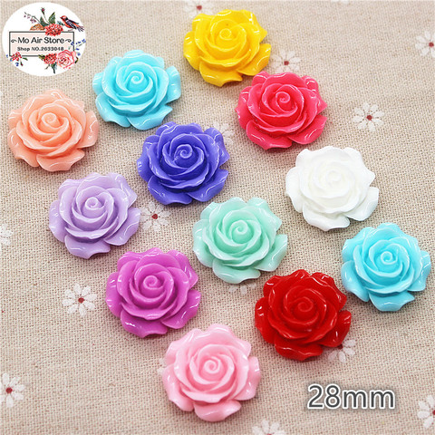 10 pcs 28mm Mixte Couleur camélia fleur résine flatback cabochon DIY bijoux/téléphone décoration Aucun Trou ► Photo 1/4