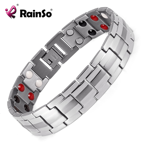 Rainso mode bijoux guérison sapin magnétique titane Bio énergie Bracelet pour hommes tension artérielle accessoire argent Bracelets ► Photo 1/6