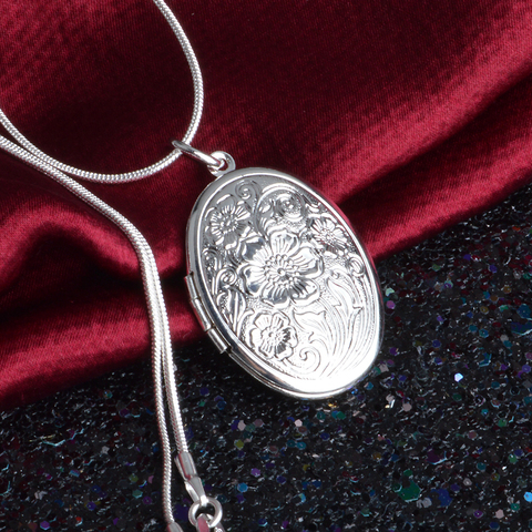 Collier anglais rétro en argent Sterling 925, rond, ouvert, pendentif, Photo, bijoux ► Photo 1/5