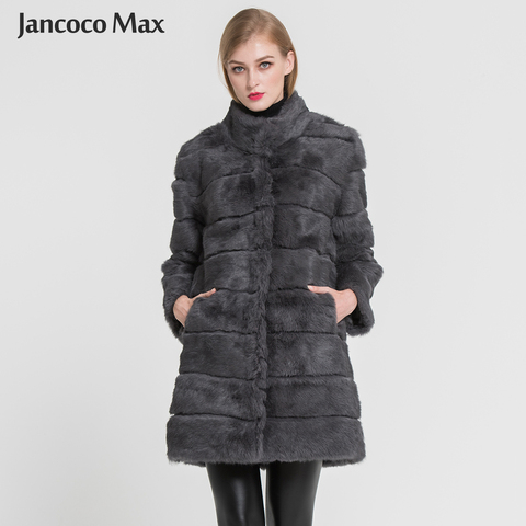 Jancoco Max 2022 Nouveau Hiver Réel De Fourrure De Lapin Veste Douce et Chaude À Long Manteau De Fourrure Femmes De Noël Robe S1675 ► Photo 1/6