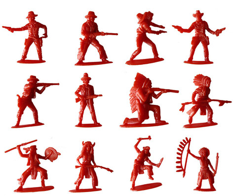 60 pcs/lot En Plastique Soldat Jouets 5 cm Hight Douze Sortes de Style Indigène Indienne Soldats Cowboy Classique Rétro Cadeaux pour enfants ► Photo 1/6