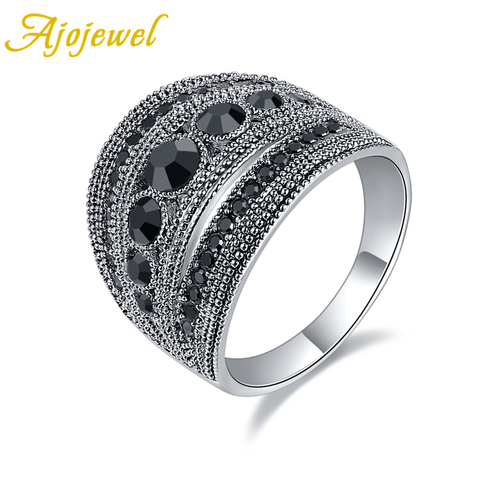 Ajojewel bijou rétro géométrique pour femmes, bijou de fête, de haute qualité, Design large, noir, CZ ► Photo 1/6