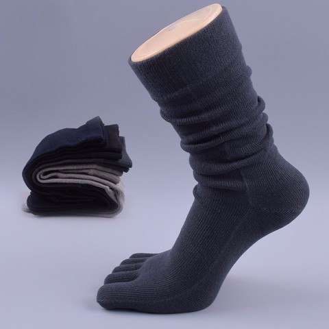 Chaussettes à cinq orteils en coton pour hommes, de qualité supérieure, décontractées, respirantes, pour chaussures à cinq doigts, noires, grises, bleues, printemps-automne ► Photo 1/6