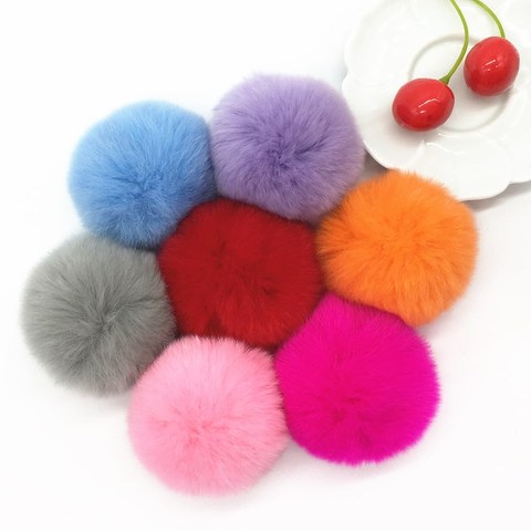 Véritable boule de fourrure de lapin Rex 6 cm Pompon voiture Pompon boule de fourrure de lapin pour porte-clés fourrure bricolage sac charmes avec des Ponpones de lapin moelleux 1 pièces ► Photo 1/6