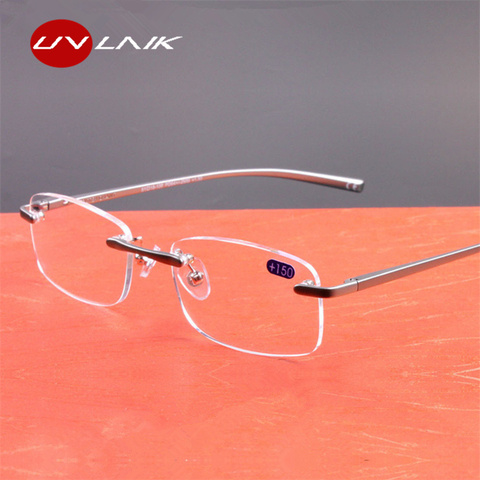 UVLAIK – lunettes de lecture en acier inoxydable, pour presbytie, sans bords, pour femmes et hommes, monture d'ordinateur, classique, unisexe ► Photo 1/6