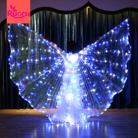 Ruoru-série Star scintillante, ailes de danse du ventre à Led Isis, couleur bleu, blanc, accessoires de danse du ventre pour filles, 360 degrés ► Photo 1/6