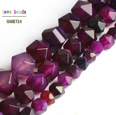 Perles de pierre rondes en Agates violettes à facettes naturelles, pour la fabrication de bijoux, fil de 6mm, 8mm, 10mm, Bracelet à bricoler soi-même, 15 pouces ► Photo 1/5