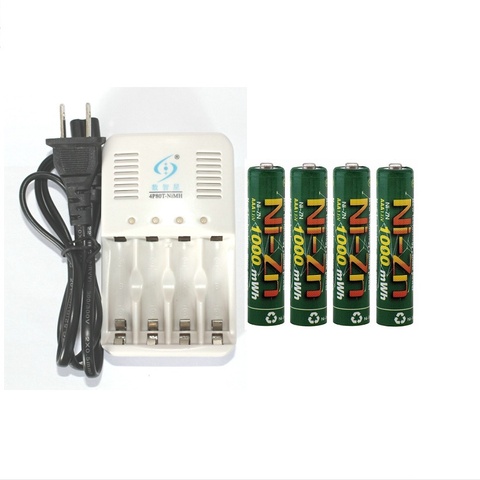 BPI NIZN – 4 Batteries rechargeables, 1.5v, 1.6 mwh, AAA, 1000mwh, avec 1 chargeur, 2 à 4 pièces ► Photo 1/4