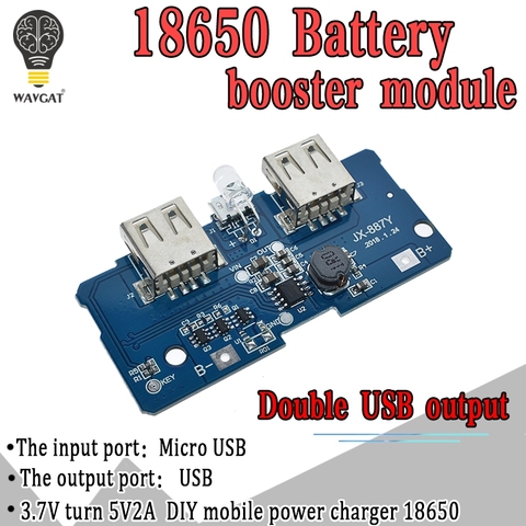 WAVGAT – chargeur de batterie 18650 5V 2A, Module de Circuit de charge, élévateur d'alimentation, double sortie USB, entrée 1A ► Photo 1/6