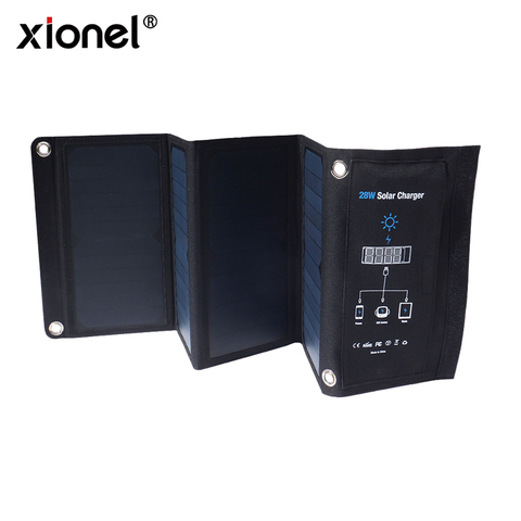 Xionel 28W pliant chargeur de panneau solaire Portable avec Charge rapide 3 Port USB haute efficacité Sunpower panneau solaire pour téléphone Portable ► Photo 1/6