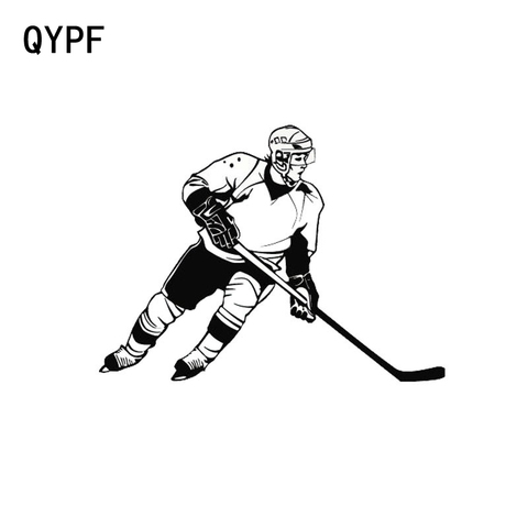 QYPF 13cm * 9.cm Hockey sur glace sport voiture style mode voiture fenêtre autocollants noir argent S2-0465 ► Photo 1/6