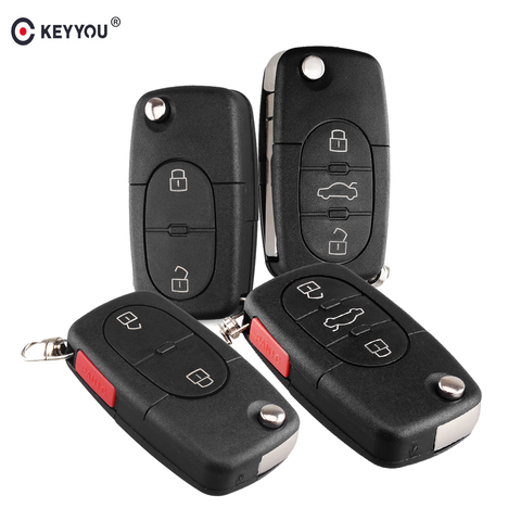 KEYYOU-télécommande pliable à 2/3/4 boutons, pour Audi A2 A3 A4 A6 A8 TT Quattro anciens modèles CR1620/CR1616, porte-clés coquille ► Photo 1/6