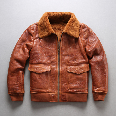 Shearling – veste de vol B3 pour homme, décontractée, doublure en laine et fourrure, en peau de mouton, à la mode, bombardier, manteaux russes, nouvelle collection hiver 2022 ► Photo 1/1