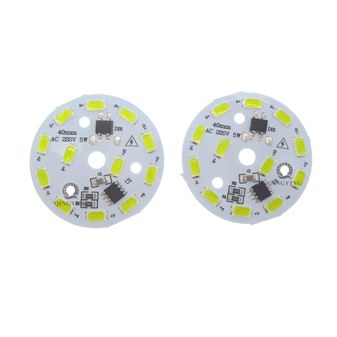 Plaque LED 5W SMD5730, panneau lumineux 220v 230v 240v, 40mm de diamètre, lampe en aluminium blanc chaud, pcb, 20 pièces ► Photo 1/5