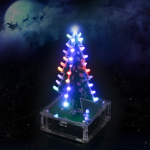 Arbre de noël en acrylique avec lumière LED colorée, facile à fabriquer, avec Module de Kit d'apprentissage électronique de musique ► Photo 1/6