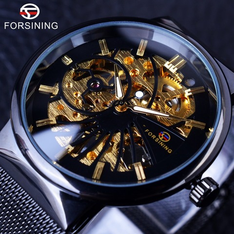 Forsining mode luxe mince boîtier unisexe conception étanche hommes petit cadran montres Top marque de luxe mécanique squelette montres ► Photo 1/1