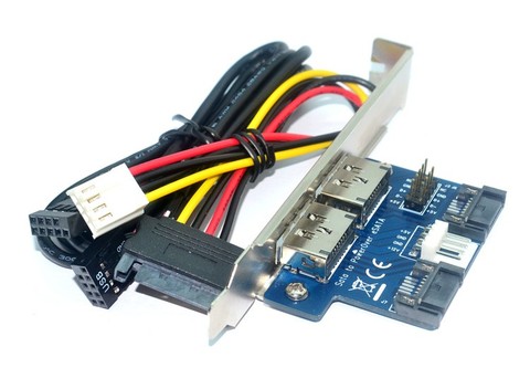 Carte de support arrière pour convertisseur SATA vers Power eSATA eSATAp 9 broches vers USB ordinateur de bureau, 2.0 ► Photo 1/2