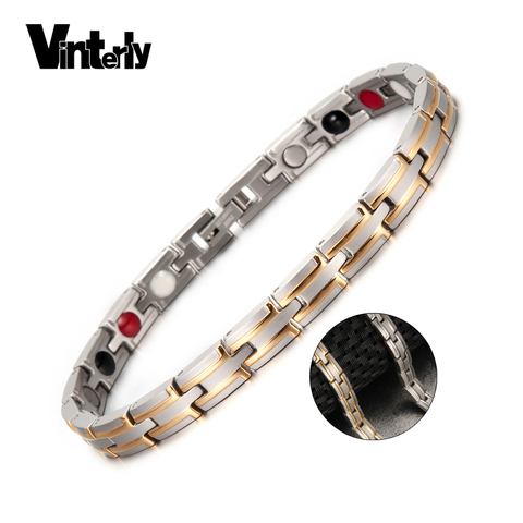 Vinterly – Bracelet d'énergie magnétique pour femme, breloque en acier inoxydable et Germanium ► Photo 1/6