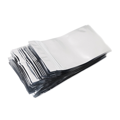 Mylar papier aluminium argenté refermable | 50 pièces, 8.5x14cm, sac avant transparent anti-fuite # Sep.07 ► Photo 1/6