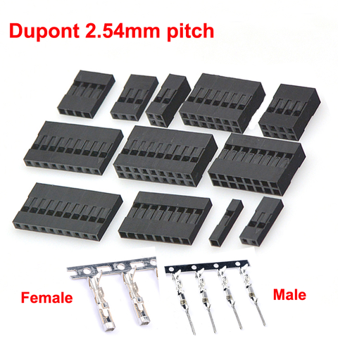 Dupont – connecteurs de câbles cavalier, boîtier de connecteur en-tête, pas de 2.54mm, 1 à 10 broches mâle femelle, Terminal disponible ► Photo 1/6