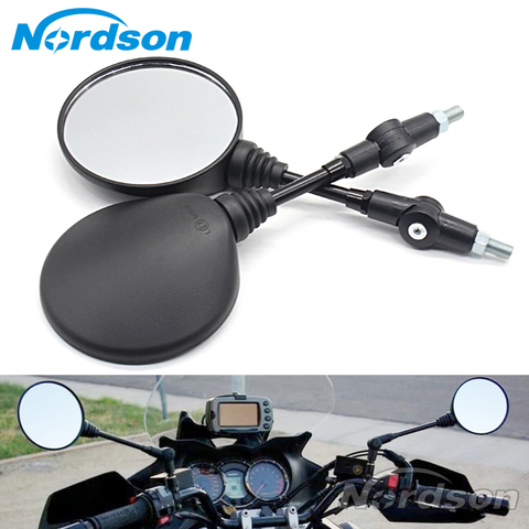 Personnalisé Noir Pliant Universel Moto Miroir moto Rétroviseurs Rétroviseur 8mm 10mm Pour yamaha Honda Suzuki ► Photo 1/6