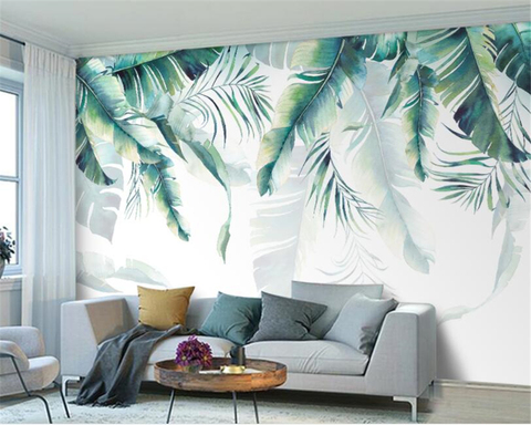 Beibehang-papier peint personnalisé rétro avec forêt tropicale, feuilles de bananier, décoration murale 3d ► Photo 1/1