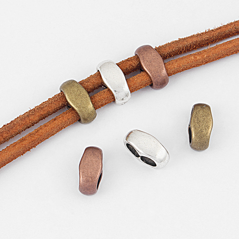 Entretoise à Double trou pour Bracelet rond en cuir, 4/5mm, 10 pièces, accessoires de bijouterie ► Photo 1/5