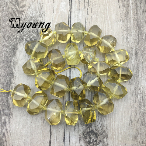 Perles de pépite en citrons à facettes, perles de Quartz en cristal jaune clair, Center Topazs percé pour bricolage de bijoux MY1777 ► Photo 1/4