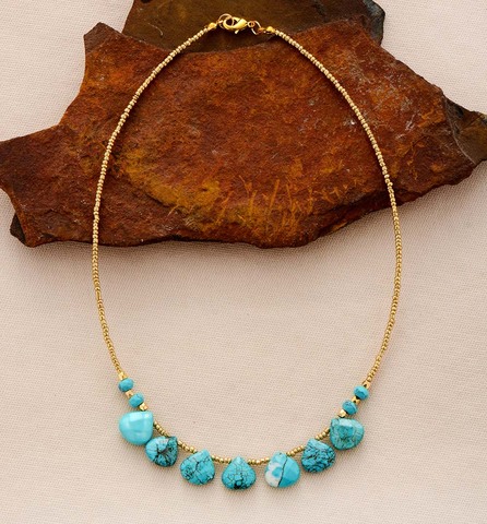 Colliers Chokers pour femmes, collier court avec perles de graines turquoise, nouvelle collection à la mode, cadeau pour filles, bijoux ► Photo 1/4