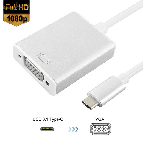 Adaptateur USBC vers VGA USB 3.1 Type C mâle vers femelle, câble de conversion 1080P FHD pour Macbook 12 pouces Chromebook Pixel Lumia 950XL ► Photo 1/6