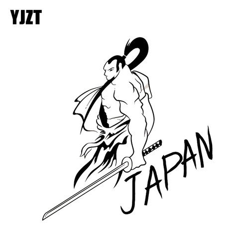 YJZT 13.1*14.1CM couvrant le corps Cool mode japon samouraï guerrier soldat autocollant de voiture noir/argent vinyle C21-0038 ► Photo 1/6