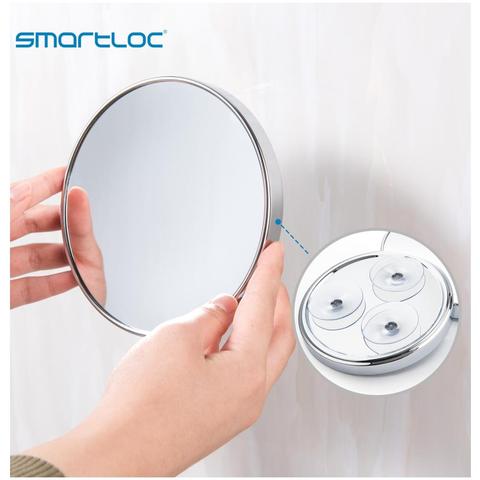 Smartloc – miroir de salle de bain rond mural avec ventouse grossissante de 20cm 5X, accessoires de maquillage cosmétique ► Photo 1/6