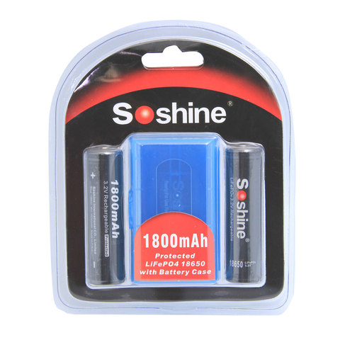 Soshine – batterie LifePO4 3.2V 18650 mAH, 2 pièces/lot, cellule de batterie 1800mAH, mamelon protégé pour lampe frontale Led, éclairage de vélo ► Photo 1/4