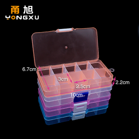 Boîte de rangement en plastique à 10 cases, boîte de rangement ajustable transparente en plastique pour petit composant bijoux, boîte à outils, perle organisateur de pilules, étui de manucure ► Photo 1/1