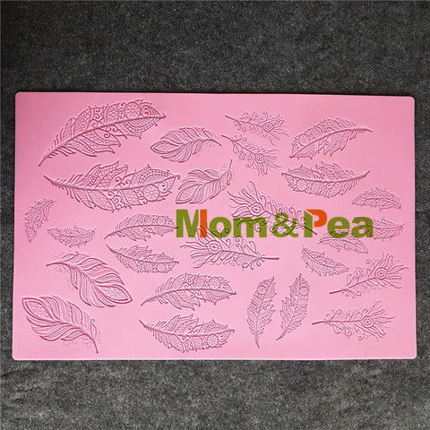 Mom & Pea GX176-moule en dentelle en plumes pour décoration de gâteau, Fondant, en Silicone de qualité alimentaire, livraison gratuite ► Photo 1/3