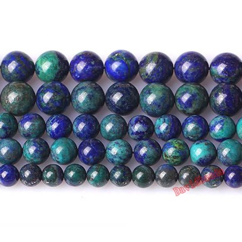 Perles naturelles en Lapis-Lazuli, Malachite, Azurite, pour la fabrication de bijoux, bricolage, 6, 8, 10, 12mm, prix usine ► Photo 1/3