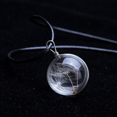 2016 offre spéciale cristal boule de verre pissenlit collier longue bande en cuir chaîne pendentif colliers pour femmes bijoux cadeau ► Photo 1/4